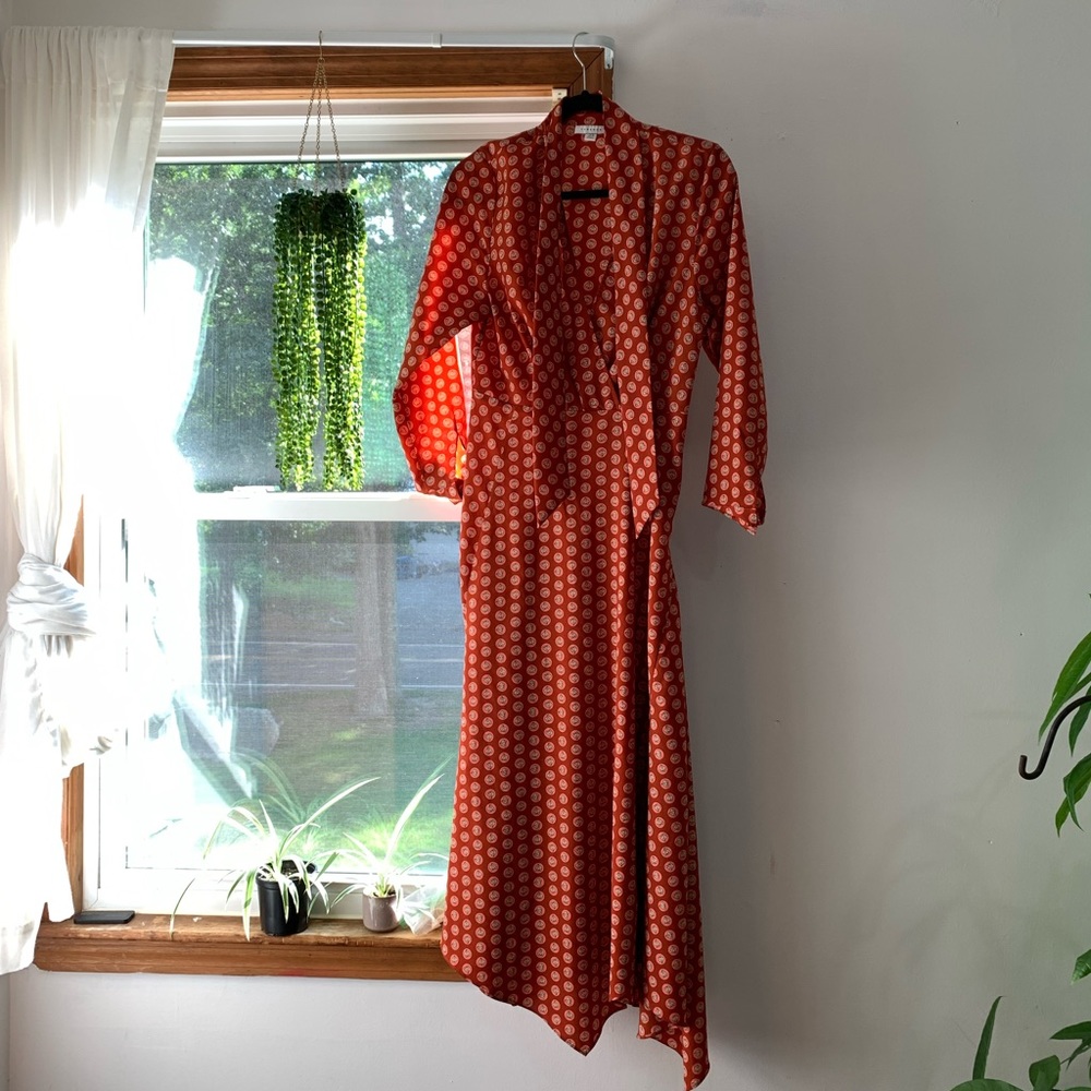 Red long sleeve maxi dress by Top Shop